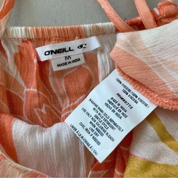 O'Neill Peach Floral Allis Sleeveless Dress Mini Babydoll Flowy Sundress‎ Size M - Picture 4 of 9